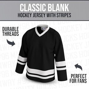Maillot de hockey classique vierge avec rayures, authentique, cousu, en maille respirante et polyester durable - Product Image 5