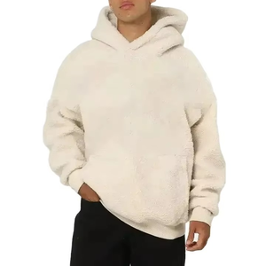 Custom Oversized Lambswool <b>Hoodie</b> Solid Color Blank Hoodies Sweatshirts Unisex Winter <b>Sherpa</b> lamb wool <b>Hoodie</b> - Product Image 1
