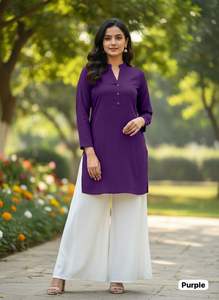 New Arrival Plain Rayon <b>Kurti</b> And Plazzo Manufacturer And Supplier From Surat At Wholesale Rate - Product Image 5