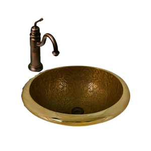 Fregadero de cocina de cobre de calidad superior Diseño maravilloso Fregadero de baño de forma redonda para lavado de manos y utensilios - Product Image 3