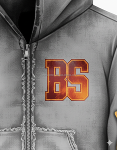 Sudadera con cremallera de lana gruesa y pesada de invierno 400 GSM color gris Diseño de manga de llama bordado de chenilla personalizado sudaderas básicas de moda - Product Image 6