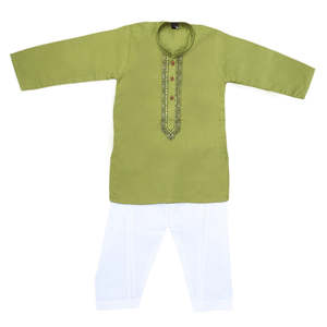 Traje Kurta Shalwar Bordado para Niños - Verde - Product Image 3