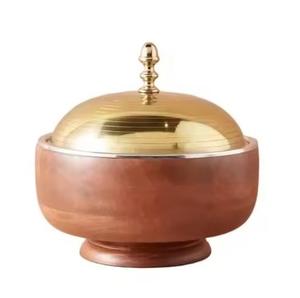 Casserole en métal de haute qualité de concepteur de marmite ronde avec couvercle servant un réchauffeur de nourriture pour la maison hôtel restaurants haut de gamme tendance - Product Image 2