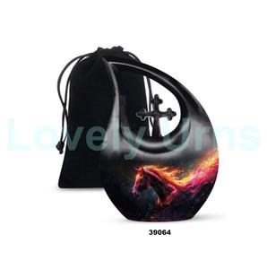 Hermosa urna de cremación de gota de lágrima de caballo para adultos para cenizas humanas Urna funeraria cruzada decorativa con bolsa de terciopelo gratis - Product Image 4