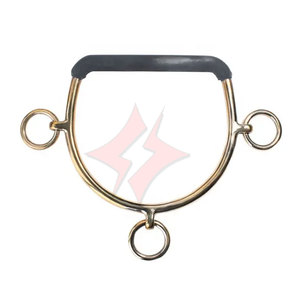 Broca de mordaza holandesa de 3 anillos Premium para caballos, broca de caballo Chifney de acero inoxidable de alta calidad, goma dorada y acabado plateado alemán - Product Image 1