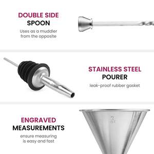7-Piece Stainless Steel Cocktail Shaker Set Custom Logo <b>Bar</b> <b>Tool</b> with Mini Boston and Martini Jigger for Bartenders - Product Image 4