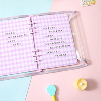 Couverture de planificateur en pvc à paillettes A5/A6 Offres Spéciales, classeur à feuilles mobiles à 6 anneaux avec bords en tissu à grille, couverture en plastique pour ordinateur portable