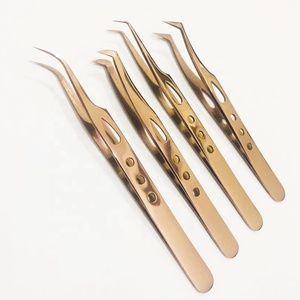 แหนบต่อขนตาแบบญี่ปุ่นทำด้วยมือแหนบต่อขนตาแบบเส้นใยสีทองรูปกุหลาบแบบกำหนดเอง - Product Image 1