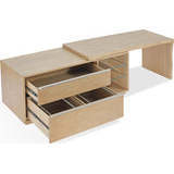 Modern <b>Solid</b> <b>Wood</b> Rectangular Executive <b>Desk</b> for Home Office Study - Product Image 5