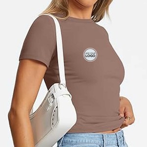 Tri-Blend Eco-Friendly <b>Canvas</b> Womens Summer Crop Tops Short Sleeve <b>Round</b> Neck T-Shirts Regular Fit Casual Blouse Print - Product Image 5