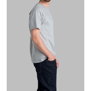 T-shirt à manches courtes en jersey de coton de marque privée de couleur gris chiné à col rond de qualité supérieure - Product Image 1