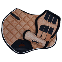 Tapis de Selle Équestre en Coton Rembourré Mousse Effet Paillettes Dorées 100% Coton pour Dressage et Saut, Personnalisable avec Logo, Haute Qualité