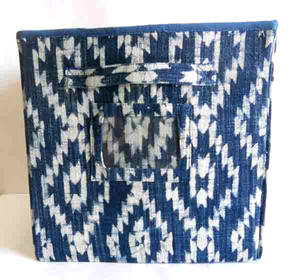Blue Printed Cotton Fabric Stitched On The <b>Cardboard</b> Beautiful Collapsible Yet Sturdy <b>Box</b> For Multiple Use <b>Storage</b> <b>Box</b> - Product Image 2