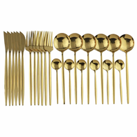 24 pièces ensemble de couverts couleur or pour vaisselle vaisselle couverts en acier miroir cuillère boîte cadeau emballage