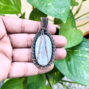 จี้สร้อยคอ DIY สำหรับห้อยคอ,จี้อัญมณีสีฟ้าธรรมชาติทำจากลวดทองแดง - Product Image 3