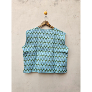 Eleva tu Estilo con esta Chaqueta de Algodón Estampada a Mano, Acolchada, Verde Suave a Rayas, Cómoda, Duradera y Reversible - Product Image 6