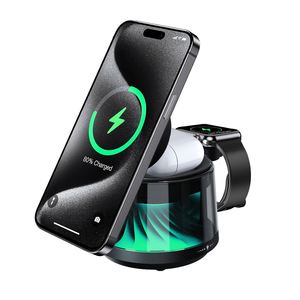 <span class=keywords><strong>Lampe</strong></span> de chevet à charge rapide JEDI 2025, pliable, magnétique, chargeur sans fil 3 en 1 avec haut-parleur BT et lumière d'ambiance - Product Image 5