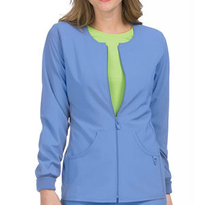 Veste de gommage à glissière avant classique pour femmes fabriquée avec un uniforme d'allaitement extensible en spandex ensemble de gommage costume uniforme médical d'hôpital - Product Image 1