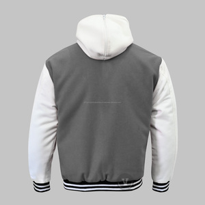 แจ็คเก็ตขนสัตว์สีเทาและสีขาวที่กำหนดเอง - Product Image 2