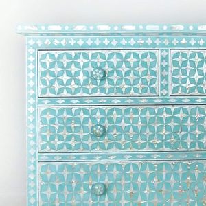 Tiroirs de rangement en bois incrustés d'os faits à la main pour la décoration intérieure commode avec tiroirs pour le salon - Product Image 3