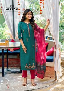 Nouvel ensemble élégant Maruti Fashion : Kurti, pantalon et dupatta en viscose tissée imprimée numériquement pour femme, idéal pour les mariages - Product Image 2