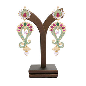 Elegant AD Gold Plated Earrings Luxury Artificial <b>Jewelry</b> Pearl Custom Fashion <b>Jewelry</b> Weddings Direct Trusted Export Supplier - Product Image 1