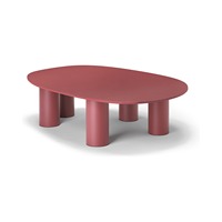 Table basse ovale avec pieds en métal peint et plateau en stratifié, pour intérieur et extérieur, fabriquée en Italie