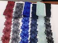 Ribete de encaje de organza bordado elegante y ecológico con cuentas, perlas artesanales de alta calidad, cuentas de miel, multicapa, para novias, Gujarat