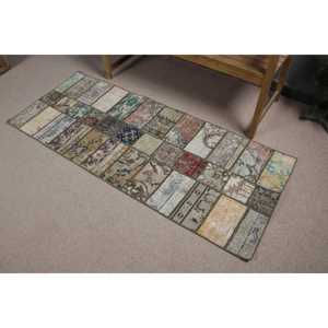 Turkish Rug, 2.4x5.9 ft Vintage Rug, <b>Brown</b> Persian <b>Wool</b> Rug - Product Image 2