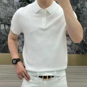 Jersey elegante para hombre con cuello abatible para camisas para Primavera Verano moda Casual suelto sólido secado rápido manga corta - Product Image 2