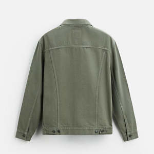 Veste de travail en gros, poids moyen, sergé de coton, boutonnière, poche avant, streetwear, veste lavée pour hommes - Product Image 2