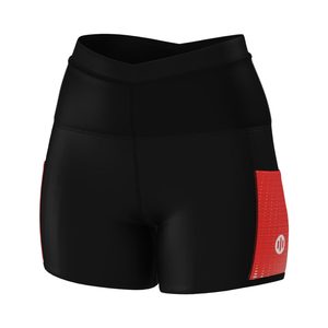 Short de sport taille haute pour femme 360 Noir Rouge - Product Image 1