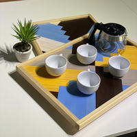 Peinture décorative d'art mural de montagne géométrique en bois moderne minimaliste pour salon et bureau meubles de maison