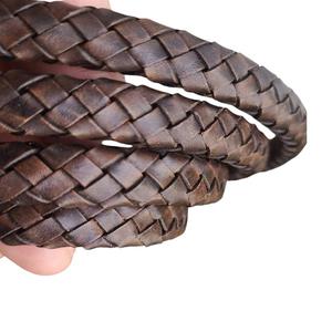 Wholesale Handmade Top Quality Square <b>Braided</b> Leather <b>Cord</b> Cowhide Woven Leather <b>Cord</b> Bracelet Necklace <b>Cord</b> for Jewelry - Product Image 1