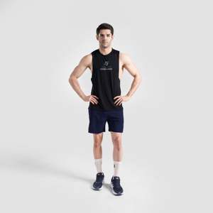 Short de jogging Micro Fit Navy 100% polyester avec fermeture éclair et logo décoratif, motif uni, idéal pour la gym - Product Image 4
