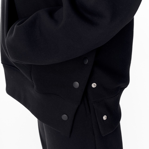 Ensemble survêtement pour femme surdimensionné personnalisé, poids lourd, 2 pièces, pull à manches longues, pantalon de jogging à jambes larges, survêtement noir - Product Image 2