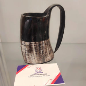 แก้วมินิฮอร์นทำจากเขาควายแท้ 100% งานแกะสลักด้วยมือ งานฝีมืออินเดีย ขายดี - Product Image 1