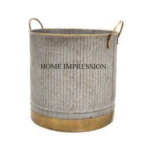 Best Seller Set Of 2 Round Shape Galvanized Flower Planters and Pots Marvelous Designing Home and Garden Usage Planters & Pots - Product Image 6