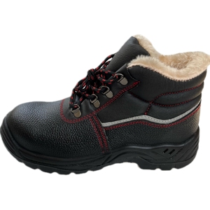 Chaussures de sécurité de travail S3 pour hommes et femmes avec doublure chaude et embout en acier Bottes de travail d'hiver Matériel supérieur en cuir fendu - Product Image 1
