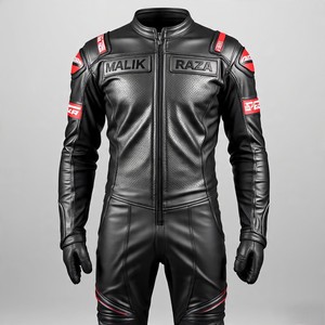 Combinaison de moto en cuir à haute résistance à l'abrasion 1.3mm d'épaisseur CE approuvé équipement de protection de course de motard-Malik Raza - Product Image 2