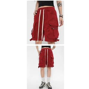 Pantalones cortos Cargo elásticos de cintura alta para mujer, verano, Color sólido, gran oferta, pantalones cortos con cordón de calidad, botón de decoración con Logo, venta al por mayor - Product Image 5