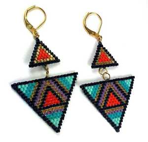 Boucles d'oreilles en perles de céramique personnalisées, multi-perles, pour femmes, à porter en soirée, fabricant en gros - Product Image 2