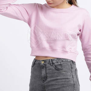 Diseño personalizado uso al aire libre mujeres Crop Top sudadera Color sólido cómodo mujeres Crop Top sudadera - Product Image 2