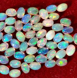 Ópalo etíope natural ovalado 4x6mm cabujón parte posterior plana-excelente calidad multifuego ópalo suelto ovalado cabujón piedra preciosa - Product Image 3