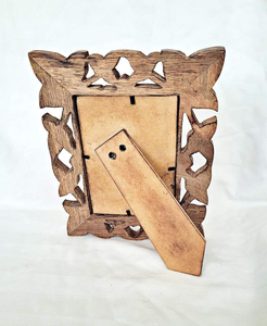 <b>Ornate</b> Carved Wooden <b>Photo</b> <b>Frame</b> with Natural Leaves Vintage Solid Wood Stand for Display Handmade by Decor World Expo - Product Image 6