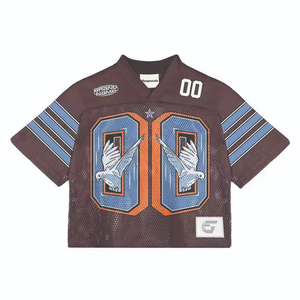 เสื้อยืดคอกว้างทรงบ็อกซี่พิมพ์โลโก้ตามสั่ง เสื้อเจอร์ซีย์ตาข่ายสำหรับเล่นบาสเก็ตบอล ฟุตบอล ซอคเกอร์ สำหรับผู้ชาย - Product Image 1