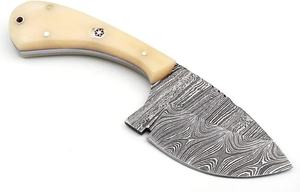 Cuchillo de Desollado de Acero de Damasco Hecho a Mano Personalizado, Hoja Fija, Mango de Hueso, Funda de Cuero, para Campamento, Caza, Aire Libre, OEM, Venta al por Mayor - Product Image 3