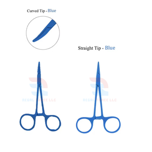 Juego de pinzas hemostáticas Kelly, 2 uds., potencia Manual de acero inoxidable multicolor recto curvo para uso médico quirúrgico veterinario - Product Image 3