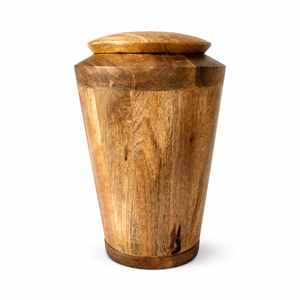 Handcrafted Tall Wooden Urn With Natural Wood Grain Finish And Smooth Lid For Elegant <b>Memorial</b> Display - Product Image 1