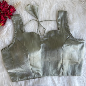 Blusa moderna de verano de Zimi Chu Slub Strach Material con hermoso nudo Patrón abierto frontal Estilo formal Listo para usar - Product Image 1